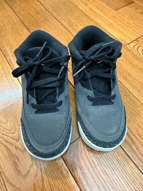 Jordan Kids Black High-Top Sneakers with Orange Jumpman